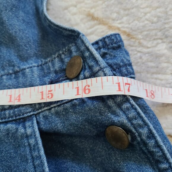 Vintage Mandal Bay Denim Overalls Womens L Hot Dog Embroidered Romper Cropped - Picture 10 of 11